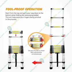 Vishwakarma 13 Steps (16.5 Feet/5 Meter) Aluminium Single Side Telescopic Ladder