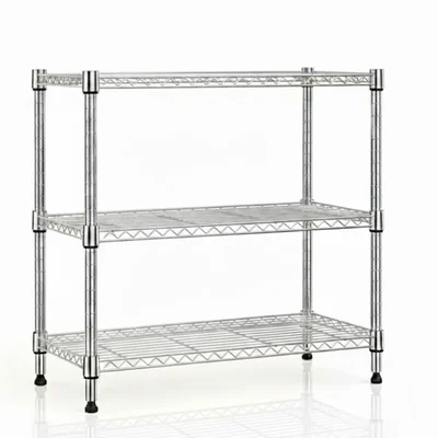 Rackwell 14 x 24 x 34 inch 3 Shelves Height Adjustable Stainless Steel Foldable Boltless Wire Shelving Rack Shelves
