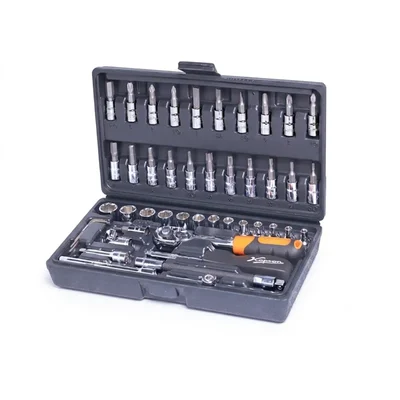 Kapson 1/4 Inch Drive 46 Pcs Professional Garage Tool Kit Chrome Vanadium Steel Socket & Bit Set K-787