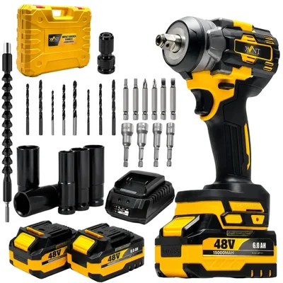 XLNT 12.7mm (1/2") 48V Cordless BL Variable Speed & F/R Function Impact Wrench With Battery-Charger & Accessories Set, Max. Torque 650Nm (XTCIWK216)