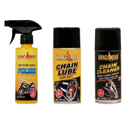 Kangaroo 150ml+150ml+200ml Chain Lube Cleaner Motorbike Polish Black Foam MB_CL_CC_150 (CL_CC_150_MB_200)