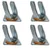 Heavy Duty 150 x 50 mm MS Zinc Plated Bracket for Swivel with Plate Caster Wheels - Pack of 4