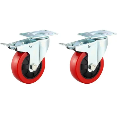MI 150 x 50 mm 150 kg Per Wheel Load Capacity PU With Double Ball Bearing With Brake Caster Wheel(Pack-2 pcs)