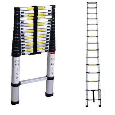 Bigapple 15 Steps (5.2m) Aluminium Telescopic Ladder With 150 Kg Capacity, 1 Year Warranty