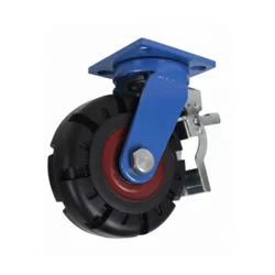 Heavy Duty 6 inch Swivel With Brake Double Ball Bearing Cast Iron & Rubber Caster Wheel, 500 kg Load Capacity Per Wheel