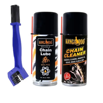 Kangaroo 150ml Bicycle Chain Lube Cleaner PTFE Dry Finish with Brush Chain Lube and Cleaner-150 Cleaning Kit (BCL-CC-B-150ML)