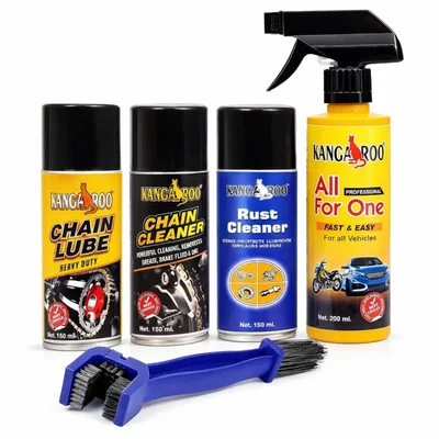 Kangaroo 150ml Bike Care Kit Chain Lube Cleaner Rust Remover Polish (KIT_2022_LRCM_B_PRIME)