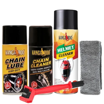 Kangaroo 150ml Chain Lube 150ml Cleaner 200ml Helmet Spray Maintenance Kit CL_CC_B_150_HC_T_200