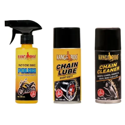 Kangaroo 150ml Motorbike Spray Chain Lubricant Cleaner Combo (MB_CL_CC_150)