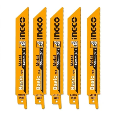 INGCO RSB922EF 150mm 6" Bi-Metal 18 TPI Reciprocating Saw Blades for Metal Cutting Double Blister RSB922EF (Pack of 2)