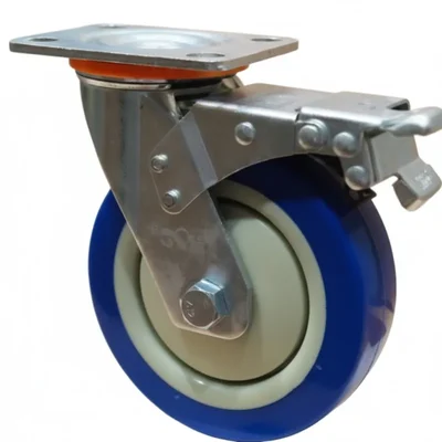Heavy Duty 210 kg Load Capacity 6 inch (150 mm) Swivel with Brake Type Double Ball Bearing Anti Static PU Caster Wheel
