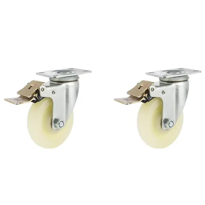MI 150 x 50 mm 150 kg Load Per Wheel Capacity Revolving With Brake Type PU Caster Wheel(Pack-2 pcs)