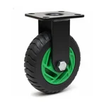 Heavy Duty 6 inch / 150 mm Fixed Type Double Ball Bearing Solid Rubber Green Caster Wheel