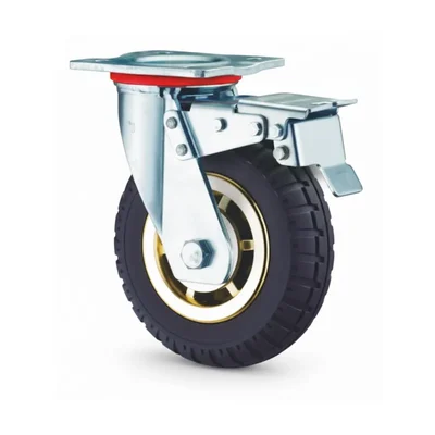 Heavy Duty 6 inch Swivel With Brake Type Double Ball Bearing Foam Rubber Caster Wheel