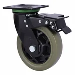 Heavy Duty 400 kg Load Capacity 6 inch (150 mm) Swivel with Brake Type Double Ball Bearing YUPA Green Caster Wheel