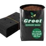 GROOT 5 x 5 inches Nursery Bags for Plants, Xtra Small (Black) - Pack of 150