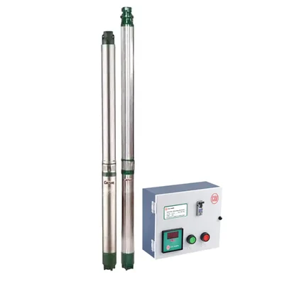 CRI 1.5Hp 14 Stage 4"(V4) 1Phase Water Filled Submersible Pump With CP, 110m Head (GENIE, CRI4F-3/14) - 1 Year Warranty