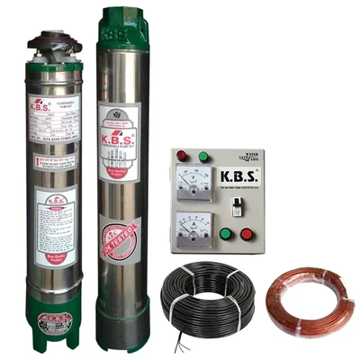 KBS 1.5Hp 18 Stage(3") V3 1Ph Water Cooled Submersible Pump With CP, 60m Submersible Cable, Safety Wire- 1 Year Warranty