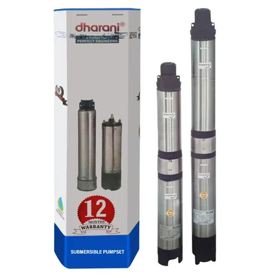 Dharani 1.5Hp 15 Stage 4"(V4) 1Phase Water Filled Borewell Submersible Pump (4DWCP R2/1.5-15S) - 1 Year Warranty