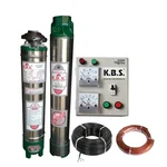 KBS 1.5Hp 12 Stage 4"(V4) 1Ph Water Cooled Submersible Pump With CP, 30m Submersible Cable, Safety Wire-1 Year Warranty