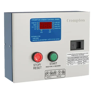 Crompton 1.5Hp 1Phase Digital Control Panel for Oil Filled Borewell Submersible Pumps (ARMOR1.5-DSU) - 1 Year Warranty
