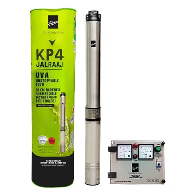 Kirloskar 1.5Hp 20 Stage(4 inch) 1Ph Oil Filled Submersible Pump With CP (KP4 JALRAAJ UVA 30-1520 CP) - 2 Years Warranty