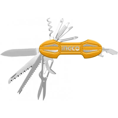 INGCO 9.5cm 15-in-1 Multi-Function Pocket Utility Knife with Strong Aluminium Handle HMFK8158