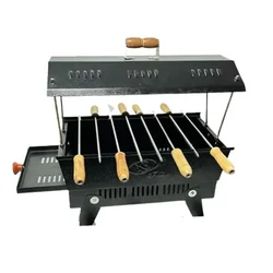 NE GRILLS Portable 15 inch Hut Shape Charcoal Barbeque Grill with 8 Skewers