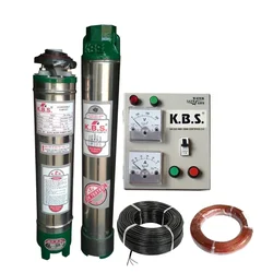 KBS 1.5 Hp 15 Stage(3 inch) V3 Single Phase Water Cooled Submersible Pump With Control Panel, 50m Submersible Cable, Safety Wire & 1 Year Warranty