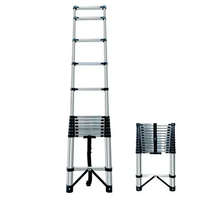 Heavy Duty 15 Steps (14.5 Feet) Single Side Stainless Steel Telescopic Ladder