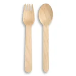 160mm Eco Wooden Spoon Fork Combo 400 Pcs Disposable Party Cutlery for indoor and outdoor use