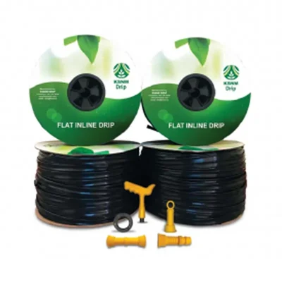 KSNM 200 micron 1000 meter 16 mm-4 lph-40 cm 4 pcs Flat Inline Drip Pipe Kit with Accessories for 1 acre Area