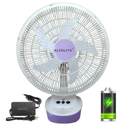 Alfalite Breeza 24W DC Solar Table Fan, 16 Inch Sweep With In-Built Rechargeable Battery For Indoor And Outdoor Usage