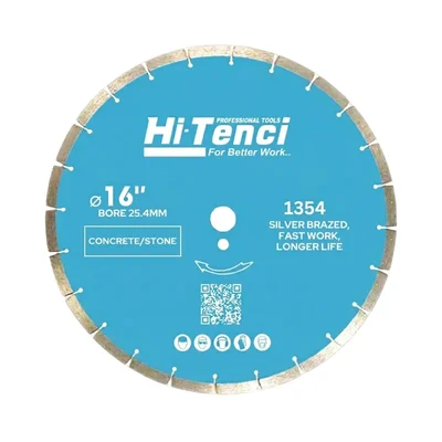 HI-TENCI 16 Inch 25.4mm Bore Silver Brazed Concrete and Stone Cutting Diamond Saw Blade 1354