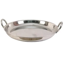 Heavy Duty Stainless Steel 16 inch Curve Border Jalebi Kadhai Wok, 3 MM Thickness
