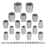 ROCKFORCE 16 Pcs 10-32mm Size Range 1/2" 6-Point Socket Set on Bar (RF-4161-5)