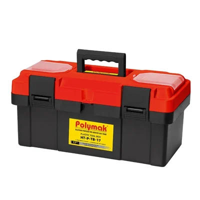 Polymak 17" High Impact Plastic Tool Box Durable ABS Top Handle Portable Hardware Storage Case HT-P-TB-17