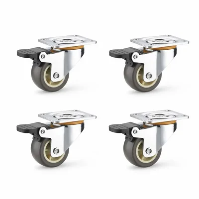 Heavy Duty 38 MM / 1.49 Inch Pack Of 4 Swivel With Brake Type Plain Bore TPR Caster Wheel