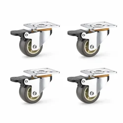 Heavy Duty 38 MM / 1.49 Inch Pack Of 4 Swivel With Brake Type Plain Bore TPR Caster Wheel