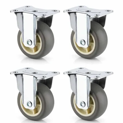 Heavy Duty 38 MM / 1.49 Inch Pack Of 4 Fixed Type Plain Bore TPR Caster Wheel
