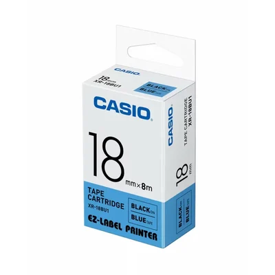 Casio 18mm Black on Blue Laminated Thermal Durable Label Printer Maker Tape Cartridge for CASIO XR-18BU1