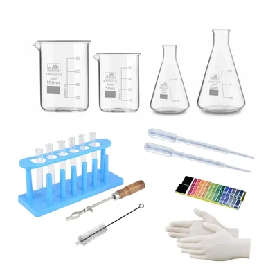 VVS 18 Pcs High-Heat Borosilicate Science Lab Experimental Kit for School & College Chemistry Practicals