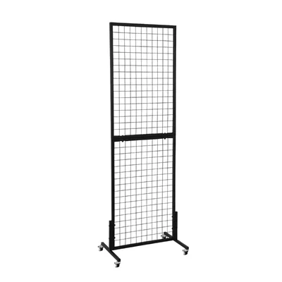 KTG 1.8 x 5.7 feet Standing Wire Grid Wall Panels, Display Rack With T-Base Wheels For Shows, Black(Pack-1 pc)