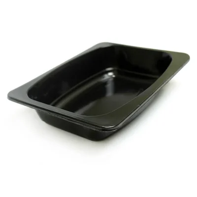 HORECA 190x140x60mm Pack of 100 Black Container Without Lid for Hot Cold Foods Plastic Food Serving Tray