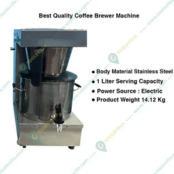 Semi-automatic 1 Liter Stainless Steel Coffee Brewer Machine with Black Decoction