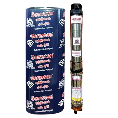 Gemston 1 HP 15 Stage(4 inch) V-4 Single Phase Water Filled Submersible Pump, 60M Max. Head, 2000 LPH (1 Year Warranty)