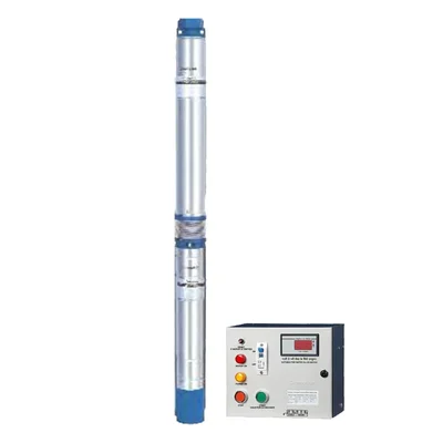 Crompton 1 HP 15 Stage 3" Water Filled Single Phase Submersible Pump with Control Panel, 239ft Head (3W15AM1D)