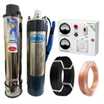 Zatak 1HP 8 Stage 4"(V4) 1Phase Oil Cooled Submersible Pump With CP, 30m Cable & 30 m Safety Wire- 6 Months Warranty
