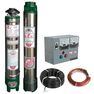 KBS 1Hp 10 Stage 4"(V4) 1Phase Water Cooled Submersible Pump With Relay CP, 30m Cable, Safety Wire - 1 Year Warranty