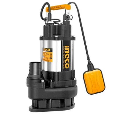 Ingco 1Hp Single Phase Sewage Submersible Pump, Copper Winding, 13m Max Head, 2" Outlet, With 9m Cable (SPDS7508)